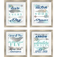 Framed 'Inspiring  4 Piece Framed Art Print Set' border=