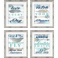 Framed 'Inspiring  4 Piece Framed Art Print Set' border=