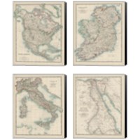Framed 'Antique Maps 4 Piece Canvas Print Set' border=
