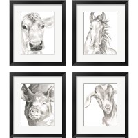 Framed 'Farm Faces 4 Piece Framed Art Print Set' border=