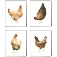 Framed 'Autumn Chicken 4 Piece Canvas Print Set' border=