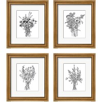 Framed 'Black & White Bouquet 4 Piece Framed Art Print Set' border=