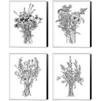 Framed 'Black & White Bouquet 4 Piece Canvas Print Set' border=