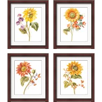 Framed 'Floursack Autumn on White 4 Piece Framed Art Print Set' border=