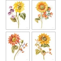 Framed 'Floursack Autumn on White 4 Piece Art Print Set' border=