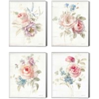 Framed 'Cottage Garden 4 Piece Canvas Print Set' border=