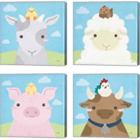 Framed 'Barn Buddies  4 Piece Canvas Print Set' border=