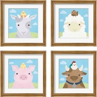 Framed 'Barn Buddies  4 Piece Framed Art Print Set' border=