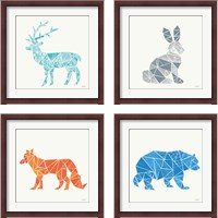 Framed 'Geometric Animal 4 Piece Framed Art Print Set' border=