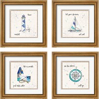 Framed 'Coastal Buoys 4 Piece Framed Art Print Set' border=