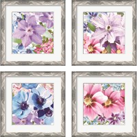 Framed 'Clematis 4 Piece Framed Art Print Set' border=