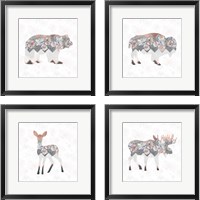 Framed 'Floral Animal Forest 4 Piece Framed Art Print Set' border=