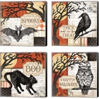 Framed 'Halloween 4 Piece Canvas Print Set' border=