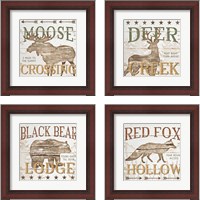 Framed 'Cabin Lodge 4 Piece Framed Art Print Set' border=