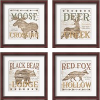 Framed 'Cabin Lodge 4 Piece Framed Art Print Set' border=