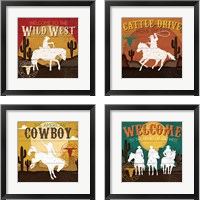 Framed 'Cattle Drive 4 Piece Framed Art Print Set' border=