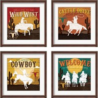 Framed 'Cattle Drive 4 Piece Framed Art Print Set' border=