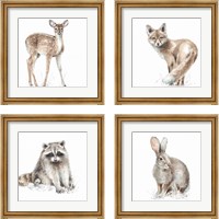 Framed 'Forest Friends 4 Piece Framed Art Print Set' border=