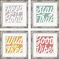 Framed 'Positivity 4 Piece Framed Art Print Set' border=