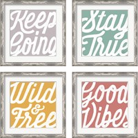 Framed 'Positivity 4 Piece Framed Art Print Set' border=