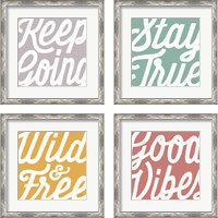 Framed 'Positivity 4 Piece Framed Art Print Set' border=