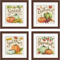 Framed 'Autumn Harvest Linen 4 Piece Framed Art Print Set' border=