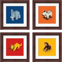 Framed 'Kids Animal 4 Piece Framed Art Print Set' border=