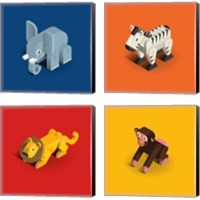 Framed 'Kids Animal 4 Piece Canvas Print Set' border=