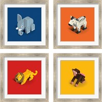 Framed 'Kids Animal 4 Piece Framed Art Print Set' border=