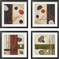 Framed 'Sticks and Stones 4 Piece Framed Art Print Set' border=