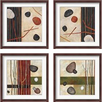 Framed 'Sticks and Stones 4 Piece Framed Art Print Set' border=