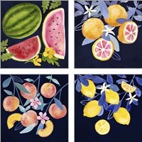 Framed 'Fresh Fruit 4 Piece Art Print Set' border=