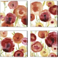 Framed 'Poppy Patch 4 Piece Canvas Print Set' border=