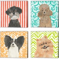 Framed 'Parlor Pooches 4 Piece Canvas Print Set' border=