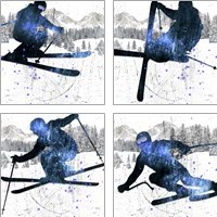 Framed 'Extreme Skier 4 Piece Art Print Set' border=