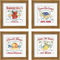 Framed 'Fruit Stand  4 Piece Framed Art Print Set' border=