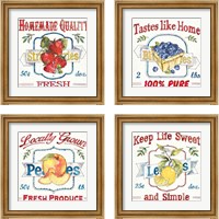 Framed 'Fruit Stand  4 Piece Framed Art Print Set' border=