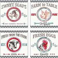 Framed 'Farm Signs 4 Piece Art Print Set' border=