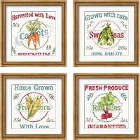 Framed 'Veggie Market  4 Piece Framed Art Print Set' border=