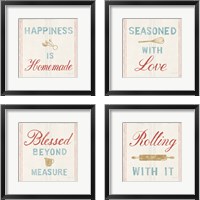 Framed 'Floursack Kitchen Sign 4 Piece Framed Art Print Set' border=