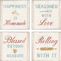 Framed 'Floursack Kitchen Sign 4 Piece Art Print Set' border=