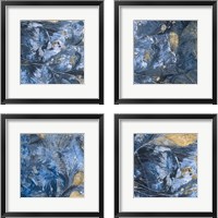 Framed 'Gilded Indigo 4 Piece Framed Art Print Set' border=