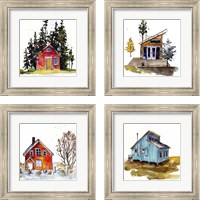 Framed 'Rad Cabin 4 Piece Framed Art Print Set' border=