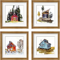 Framed 'Rad Cabin 4 Piece Framed Art Print Set' border=