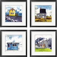 Framed 'Cabin Scape 4 Piece Framed Art Print Set' border=