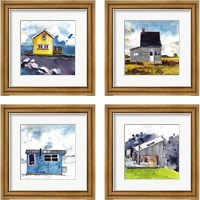 Framed 'Cabin Scape 4 Piece Framed Art Print Set' border=