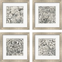 Framed 'Antique Stone Tile 4 Piece Framed Art Print Set' border=