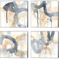 Framed 'Liquid Blueprint 4 Piece Canvas Print Set' border=