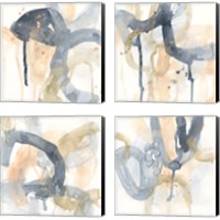 Framed 'Liquid Blueprint 4 Piece Canvas Print Set' border=