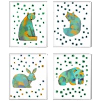 Framed 'Polka Dot Watercolor Animals 4 Piece Canvas Print Set' border=